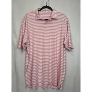 Peter Millar Featherweight UPF 50+ Polo Men's XL Pink Stripe Golf